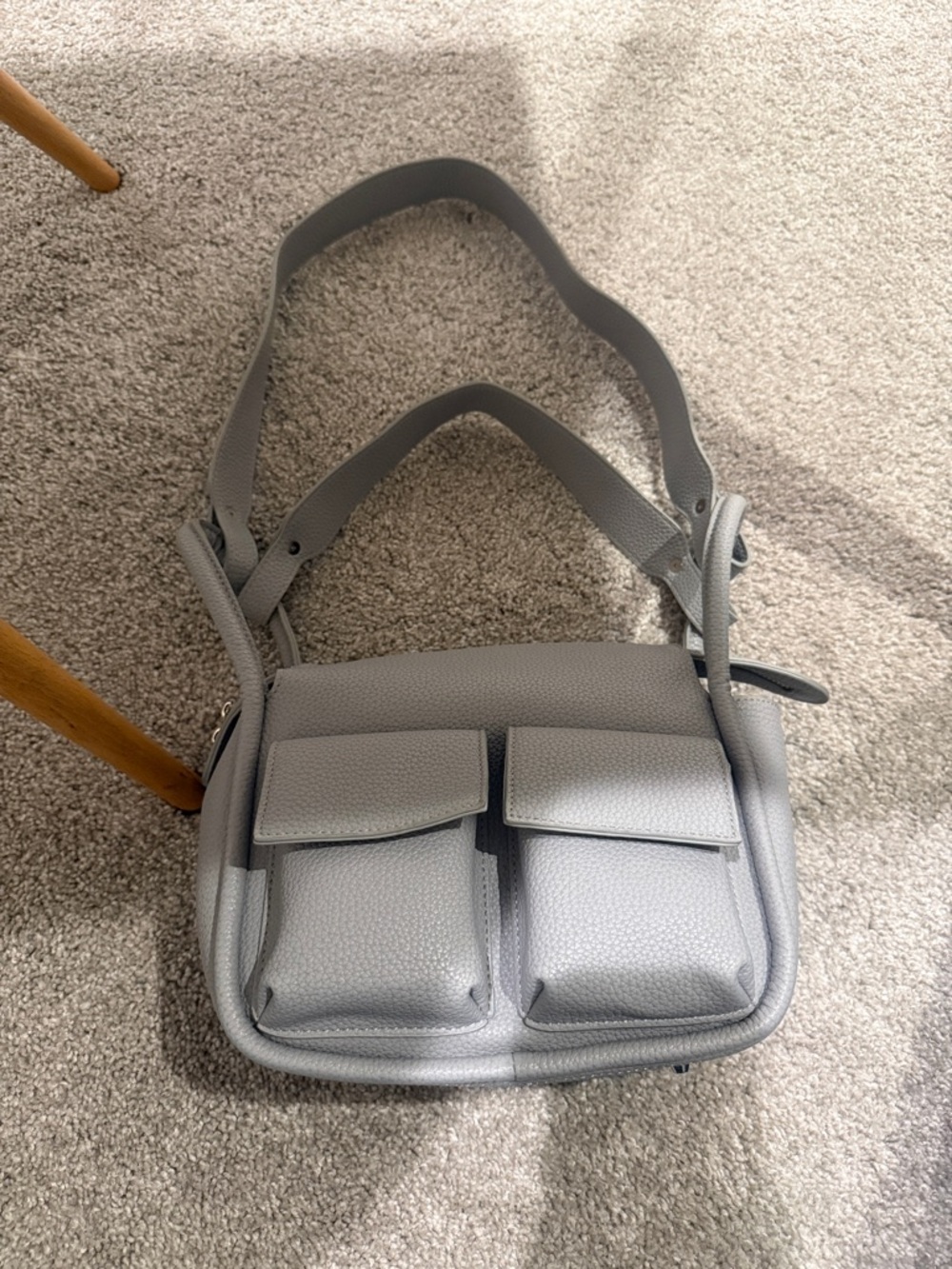 Gray Women's Crossbody Bag with Front Pockets